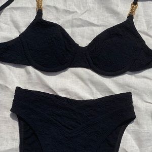 Bikini Village Women's Black Bikini Set Size 6